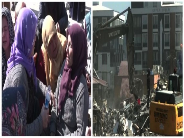 Women cry in Turkey's Gaziantep as they watch rescue operation (Photo/ANI)