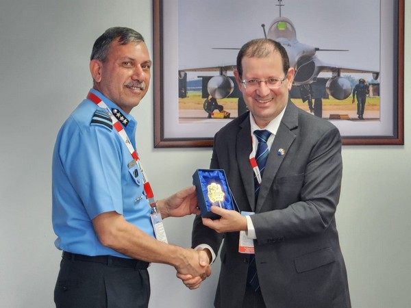 Brig Gen (ret) Yair Kulas with with Deputy Chief of the Air Staff and Additional Secretary Defense Production in the Indian Ministry of Defence. (Photo Credit - Twitter)