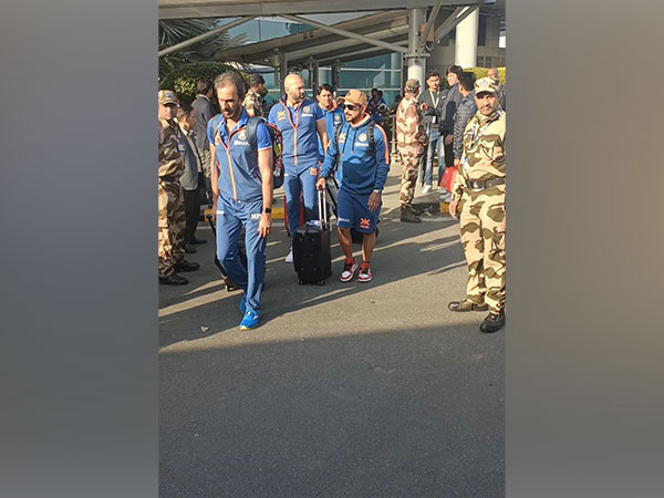 Indian players and support staff arriving at Delhi airport (Image: ANI)