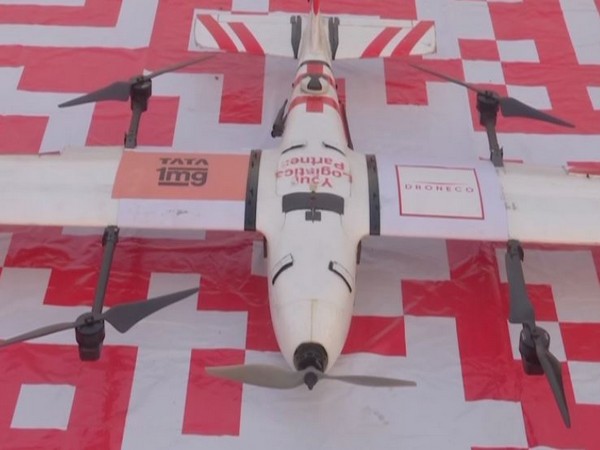 The drone being used for the delivery of medicines. (Photo/ANI)