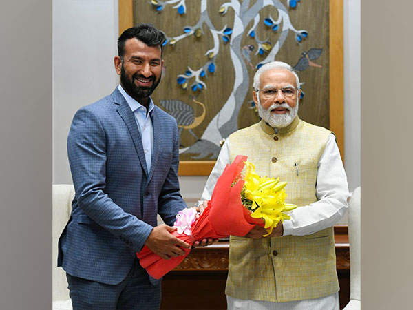Cheteshwar Pujara with PM Modi. (Photo- Cheteshwar Pujara Twitter)