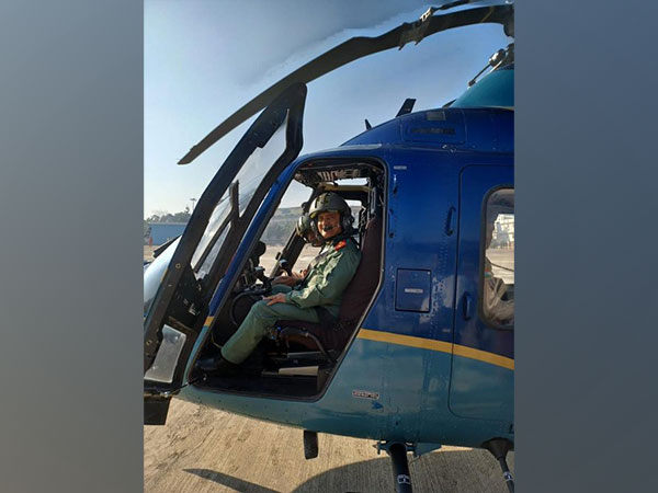 CDS General Anil chauhan takes sortie in Light Utility Helicopter at the aero india air show in Bengaluru on wednesday (Photo/ANI)