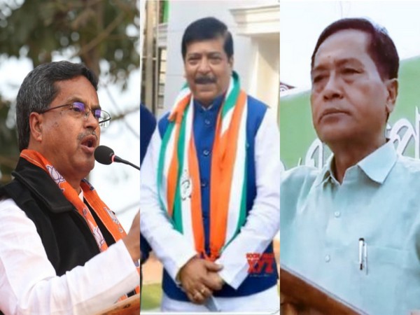 Tripura CM Manik Saha, Congress leader Sudip Roy Barman, CPIM leader Jitendra Choudhury (Photo/ANI)