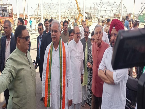 Congress leaders, including CM Bhupesh Baghel taking stock of preparations ongoing for the Congress's plenary session (Photo/ANI)