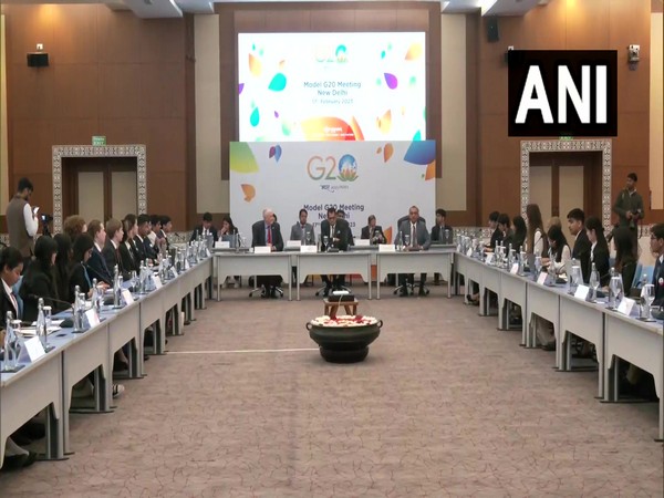 G20 Sherpa Amitabh Kant, UN Resident Coordinator Shombi Sharp attend Model G20 Discussion - 'Youth For LiFE' (Photo/ANI)