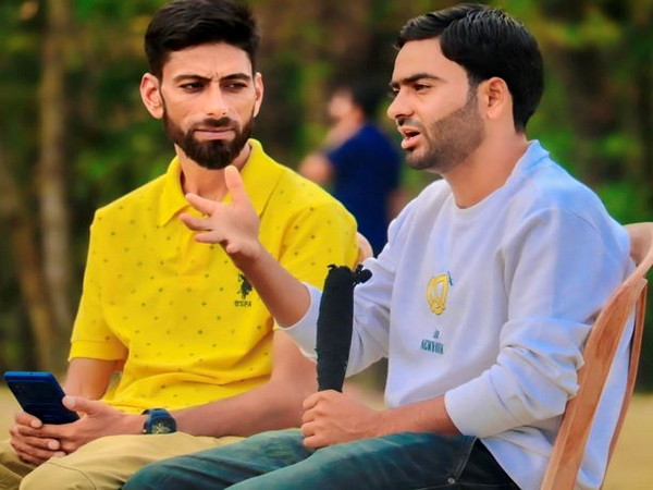 Munawar Tanveer and Nazir ahmad sheikh lending a voice to cricket commentary in kashmir (Photo/ANI)