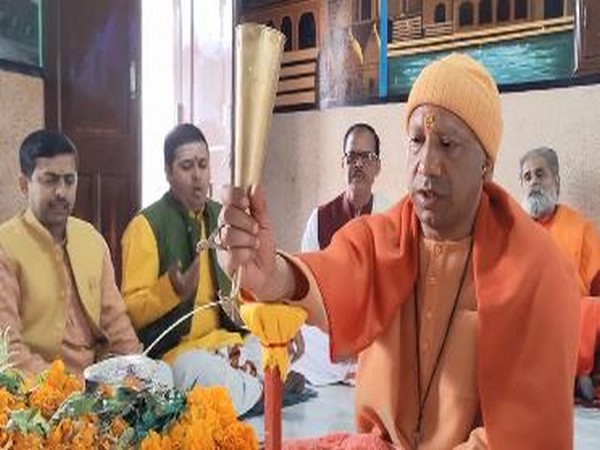 Uttar Pradesh Chief Minister performing Rudrabhishek (Photo Courtesy: Yogi Adityanath/Twitter)
