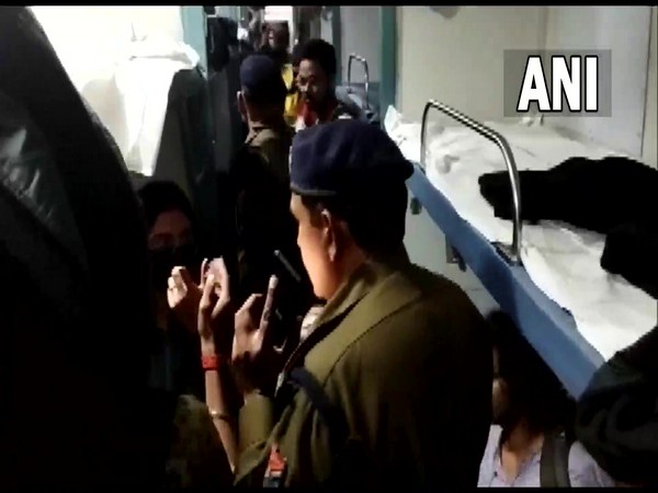 Police conducting search inside the train (Photo/ANI)