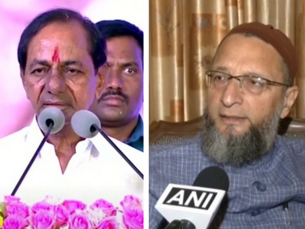 (From left) Telangana CM KCR, AIMIM chief Asaduddin Owaisi (Photo/ANI)