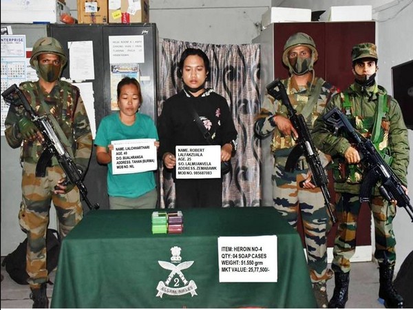 Assam Rifles apprehends two individuals in Aizwal (Photo:ANI)