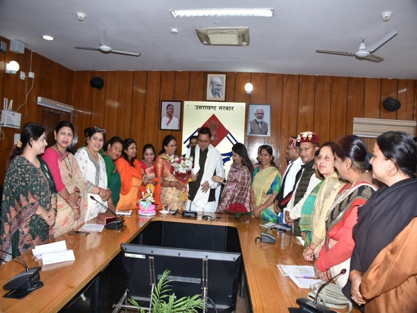 Uttarakahnd BJP Mahila Morcha president calls on CM Pushkar Singh Dhami (Photo/ANI)