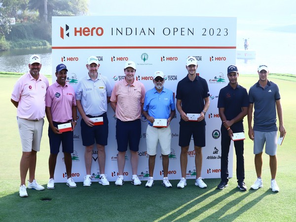 Shootout winner Nicolai Hojgaard (third from right) ahead of Indian Open (Image: PGTI)