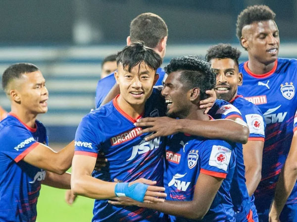 Bengaluru FC players celebrating the win. (Photo- ISL)