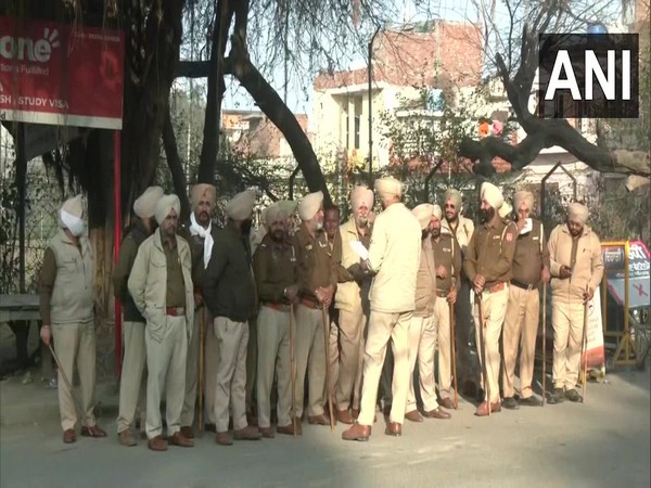 Personnel deployed outside Ajnala police station in Amritsar. (Photo/ANI)