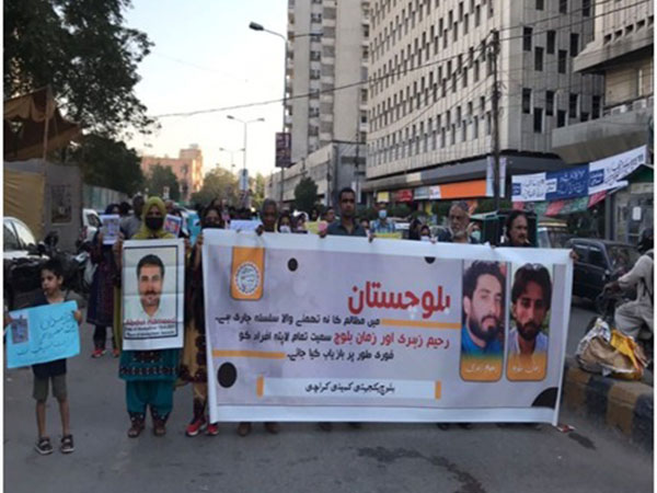 Families of missing Baloch people hold protest in Karachi last week. 
