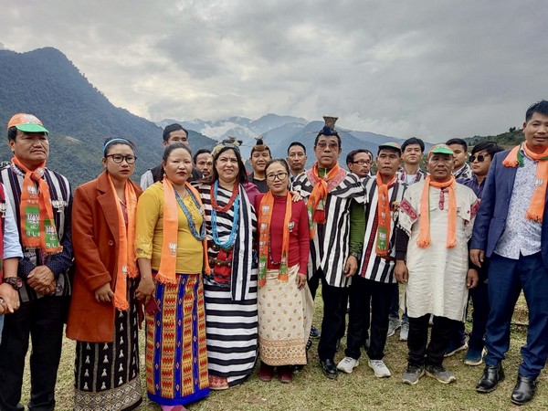 MoS MEA and Culture Meenakshi Lekhi meets BJP workers in Kurung Kumey district in Arunachal Pradesh (Image Source: Twitter Handle of MoS Meenakshi Lekhi)