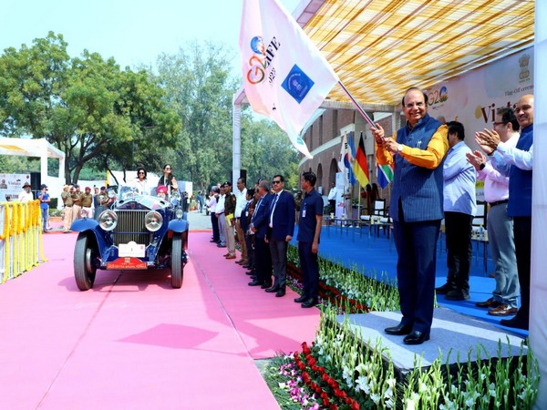 Visual of Delhi L-G VK Saxena flagging off vintage car drive (File Photo/ANI)