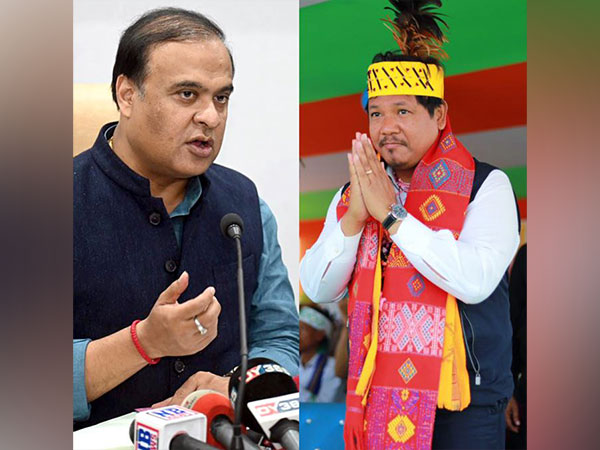 Assam Chief Minister Himanta Biswa Sarma and Meghalaya Chief Minister Conrad Sangma (Photo:ANI)
