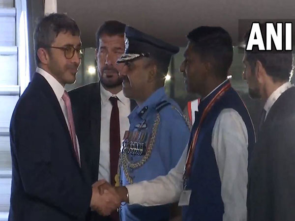 UAE's Minister of Foreign Affairs being welcomed in Delhi on his arrival (photo/ANI)