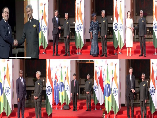 EAM S Jaishankar welcoming foreign delegates. (ANI)