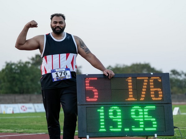 Tajinderpal Singh Toor after breaking meet record during Indian Open Throws and Jumps Competition (Image: AFI)