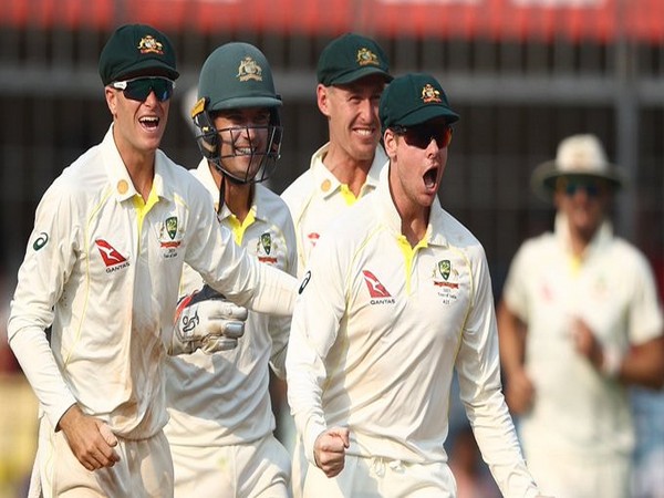 Australian Team celebrating fall of Indian wicket in Indore Test (Image: ICC)