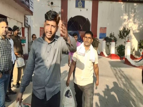Accused after releasing from Aligarh jail (Photo/ANI)