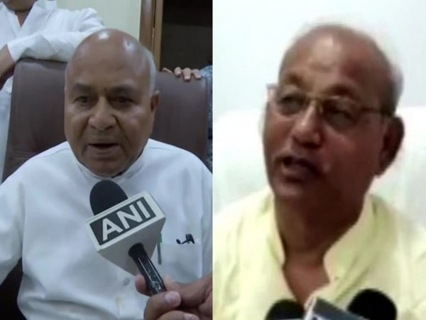 LoP Dr Govind Singh (L) and Assembly speaker Girish Gautam (R) (Photo/ANI)