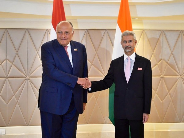 External Affairs Minister S Jaishankar with Egyptian counterpart Sameh Shoukry (Photo/ANI)