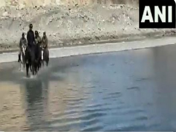 Indian army jawans patrolling an area in Galwan Valley. (Photo/ANI)