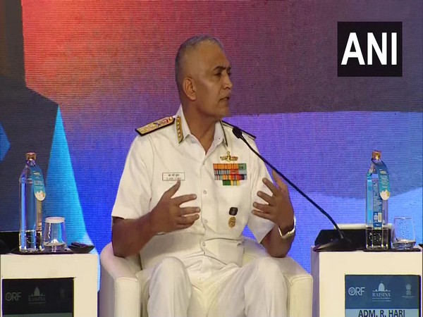 Navy Chief Admiral R Hari Kumar at Raisina Dialogue. (ANI)