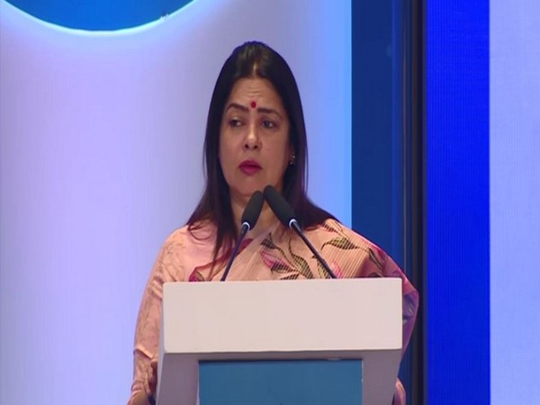 MoS, External Affairs, Meenakashi Lekhi addressing the Raisina Dialogue in New Delhi on Saturday. (Image Source: ANI)