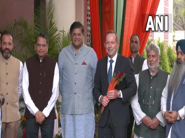 Former Australian PM Tony Abbott arrives at the BJP HQ in Delhi (Photo/ANI)
