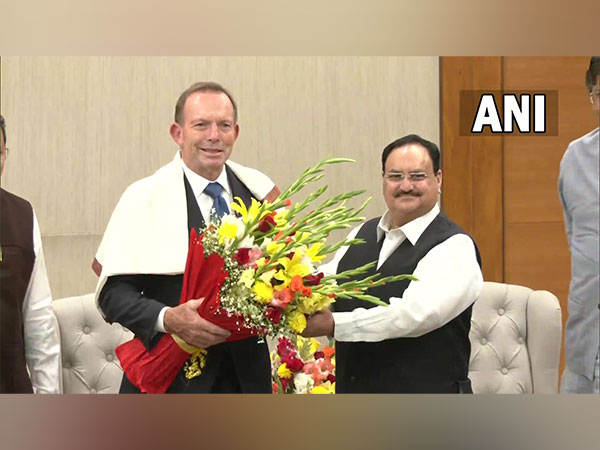  Former Australian PM Tony Abbott meets and interacts with BJP national president JP Nadda (Photo/ANI)