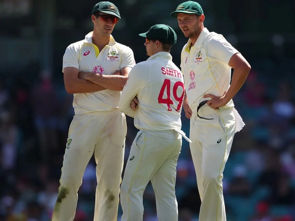 Pat Cummins with Steve Smith and Josh Hazlewood (Photo: ICC) 