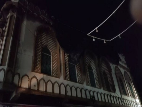 The Masjid being covered in tarp. (Photo/ANI)