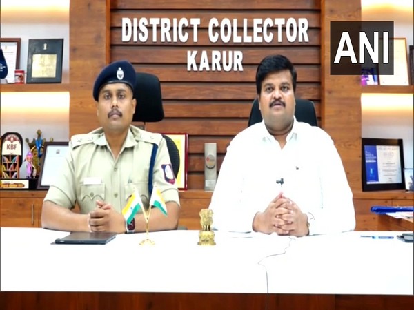 Karur DC Dr T Prabhushankar IAS (Right) and SP E Sundaravathanam (Left) (Photo/ANI)