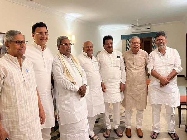 Congress leaders after holding consulation meeting for viajaypura constituencies in karnataka (Photo/ANI)