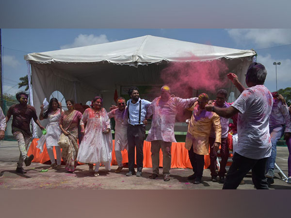 Holi being celebrated at Georgetown Cricket Club, Guyana on Wednesday. (Photo Credit: Twitter/drkjsrini)