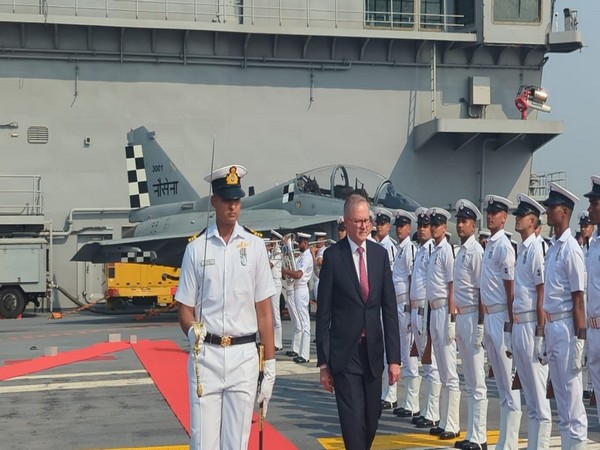 Australian PM Anthony Albanese onboard India's first indigenous aircraft carrier, INS Vikrant (Photo/ANI)