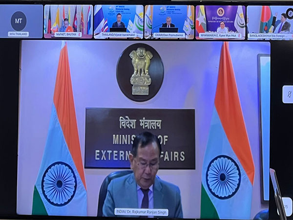 Union Minister of State for External Affairs Rajkumar Ranjan Singh virtually attends 19th BIMSTEC meeting (Image Credit: Twitter/@RanjanRajkuma11)