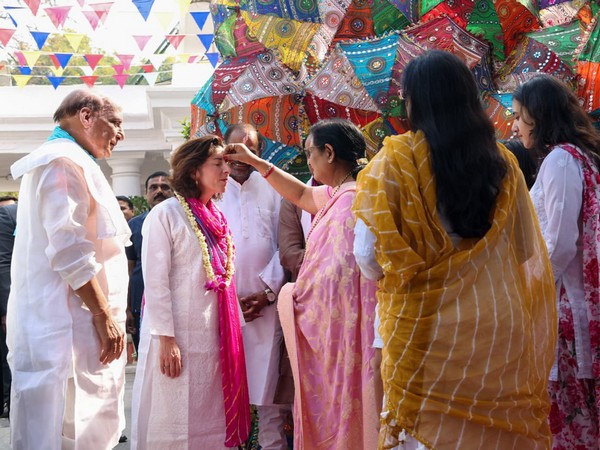 United States Secretary of Commerce Gina Raimondo at a Holi celebration at Rajnath Singh's official residence. (Photo/@rajnathsingh)