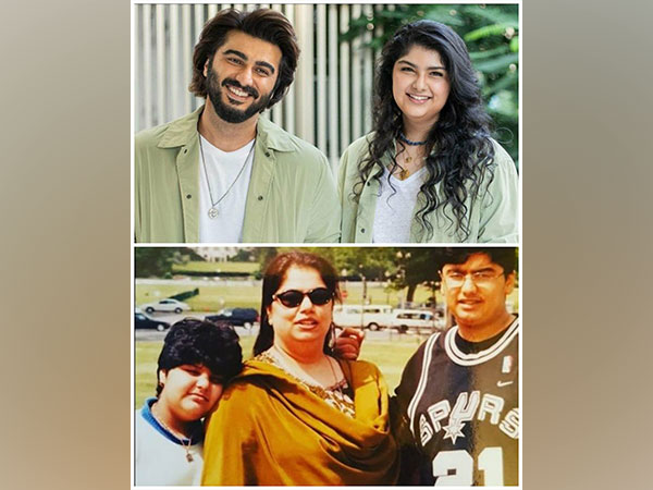 Actor Arjun Kapoor and his sister Anshula Kapoor with their mom (Image source: Instagram)