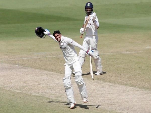 Shubman Gill celebrating his century. (Photo- BCCI Twitter)
