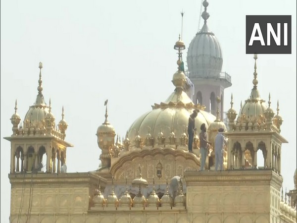 Golden plating cleaning process at Golden Temple, Amritsar. (File Photo/ANI)
