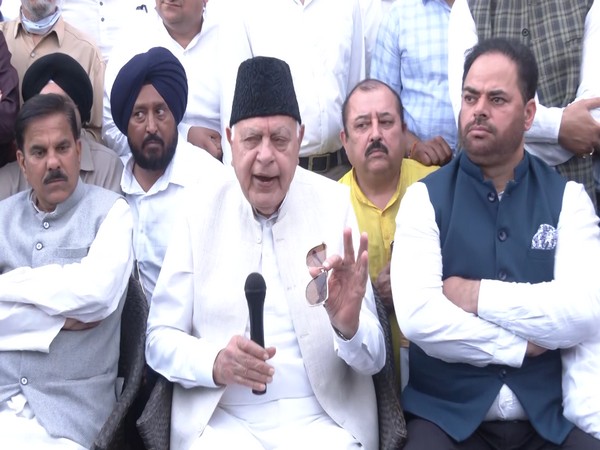 NC Chief Farooq Abdullah addressing a press conference in Jammu (Photo/ANI)