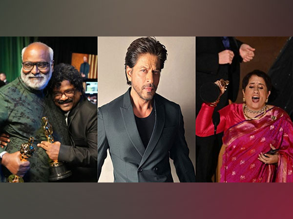 MM Keeravani and Chandrabose, srk, Guneet Monga (Image Source: Twitter)