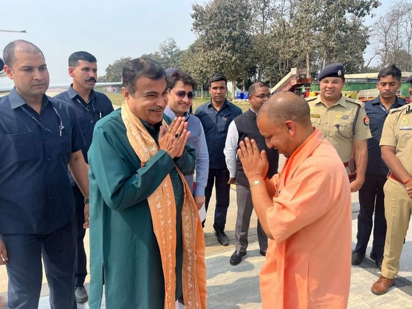 Union Road Transport and Highways Minister Nitin Gadkari with Uttar Pradesh Chief Minister Yogi Adityanath in Gorakhpur