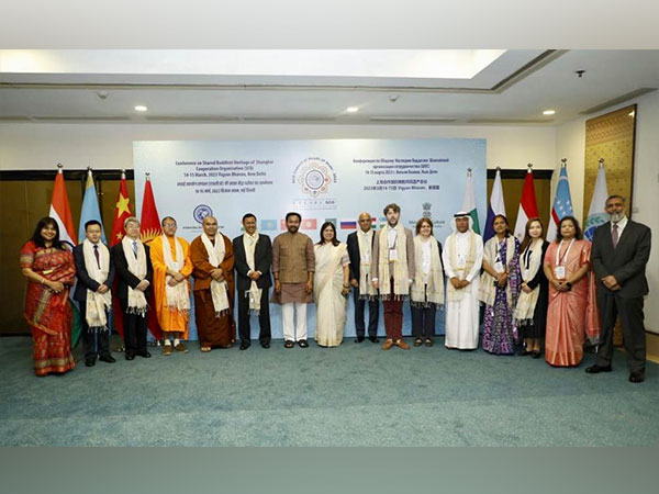 Various foreign delegations along with MoS Meenakashi Lekhhi at the SCO International Conference in New Delhi on Tuesday. (Source: Twitter/@M_Lekhi) 