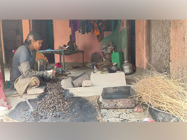 Visual of woman breaking Bhilawa (Photo/ANI) 